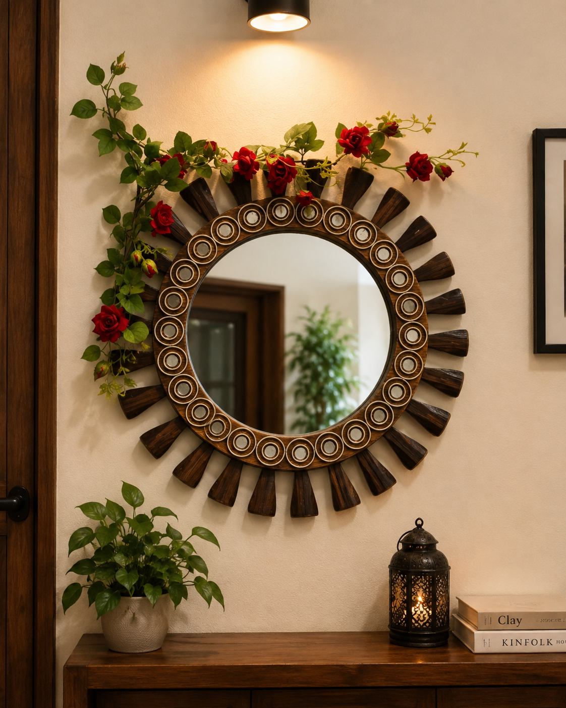 Wooden 24 inch mirror