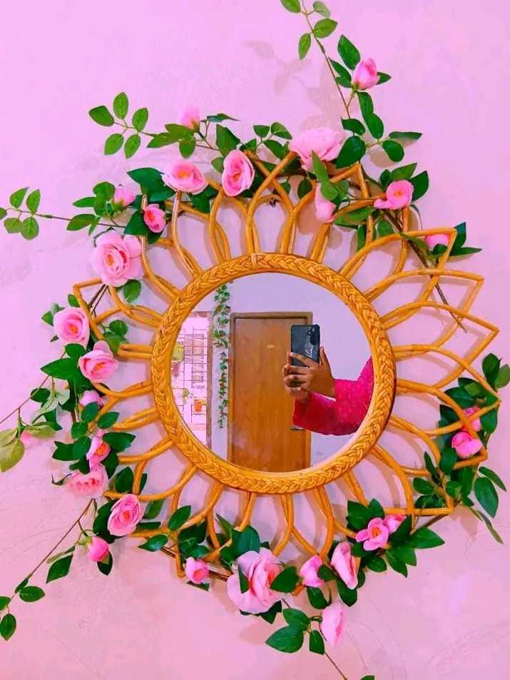 24 inch mirror with rose vine