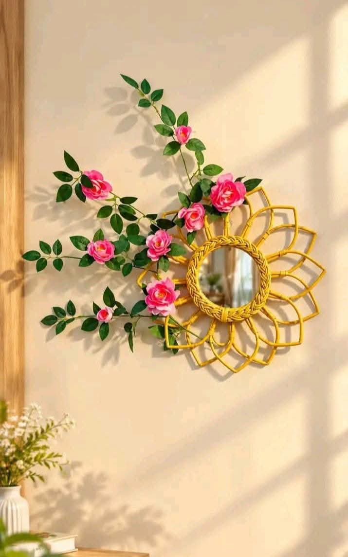 ১২ ইঞ্চি বেতের মিরর সাথে রোজ ভাইন